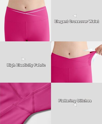 سراويل رياضية للفتيات من DOCUMO ذات خصر عالٍ متقاطعة، سراويل رياضية للأطفال قابلة للتمدد واليوجا والرقص والتمارين الرياضية والجري in Kuwait