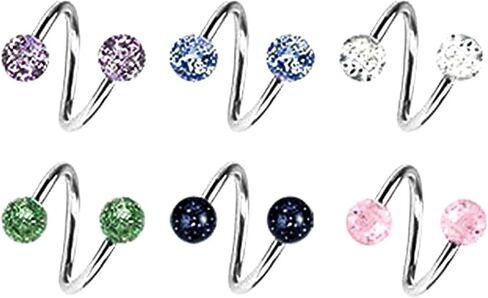 Belly Button Rings Lot of 6 Ultra Sparkle Spiral Twister Bar in Saudi Arabia