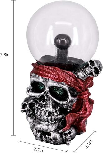 مصباح كرة بلازما حساس للمس، كرة كريستالية سحرية للحفلات باللون الأحمر الكهروستاتيكي لعيد الميلاد (الجمجمة) in Kuwait