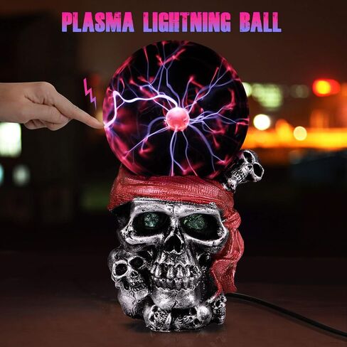 مصباح كرة بلازما حساس للمس، كرة كريستالية سحرية للحفلات باللون الأحمر الكهروستاتيكي لعيد الميلاد (الجمجمة) in Kuwait