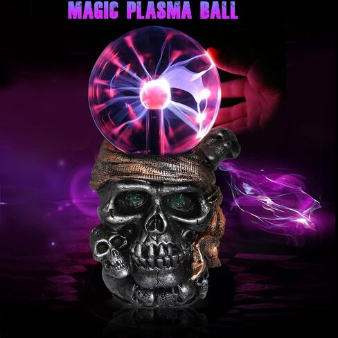 مصباح كرة بلازما حساس للمس، كرة كريستالية سحرية للحفلات باللون الأحمر الكهروستاتيكي لعيد الميلاد (الجمجمة) in Kuwait