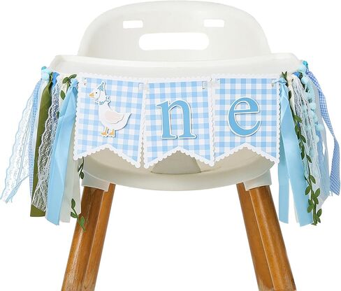 لافتة كرسي مرتفع لعيد الميلاد الأول من Goose - لافتة كرسي مرتفع واحدة من Silly Goose لمستلزمات حفلات أعياد الميلاد للأولاد، ديكورات حفلات إكليل كرسي مرتفع، دعامات صور لسحق الكيك in Kuwait