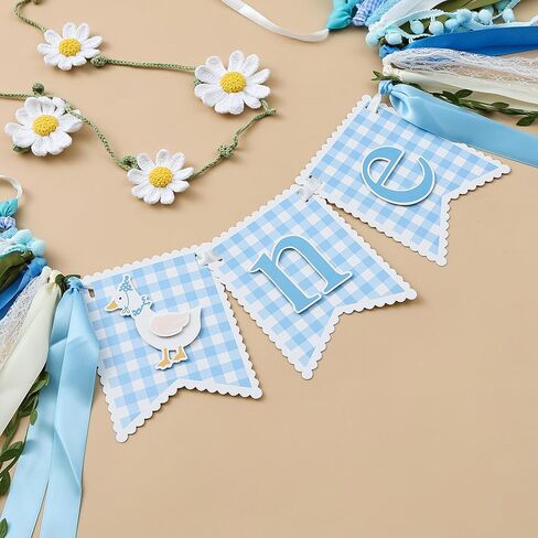 لافتة كرسي مرتفع لعيد الميلاد الأول من Goose - لافتة كرسي مرتفع واحدة من Silly Goose لمستلزمات حفلات أعياد الميلاد للأولاد، ديكورات حفلات إكليل كرسي مرتفع، دعامات صور لسحق الكيك in Kuwait