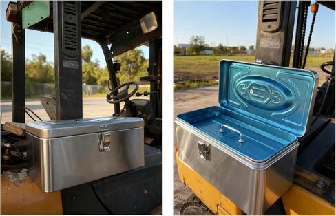 صندوق أدوات الجرار عالي التحمل، مع دعامة تثبيت، يمكن تركيبه على هيكل الحماية من الانقلاب (ROPS)، مصنوع من الفولاذ المقاوم للصدأ، مع فتحات قفل، وهو ملحق جرار متعدد الوظائف (16 بوصة) in Kuwait