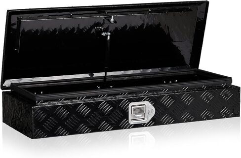 34.5 Inch Aluminum Truck Box, Heavy Duty Truck Bed Tool Box, Waterproof Trailer Toolbox Storage Organizer Chest with Lock and Key for Pickup Bed RV Motorcycle, Black in Saudi Arabia