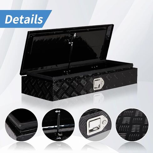 34.5 Inch Aluminum Truck Box, Heavy Duty Truck Bed Tool Box, Waterproof Trailer Toolbox Storage Organizer Chest with Lock and Key for Pickup Bed RV Motorcycle, Black in Saudi Arabia