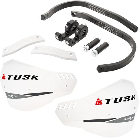Tusk D-Flex Pro Adventure Handguards – Black Aluminum Bar/White MX-Style Shields – Universal Fit – Fits 7/8" Handlebars - Compatible with KAWASAKI KLR 650 1997-2025 in Saudi Arabia