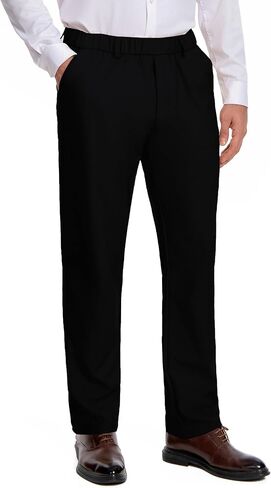 سروال Voeeron رجالي بخصر مطاطي لكبار السن بدون حديد حزام خصر مطاطي للرجال مع خصر قابل للتوسيع in Kuwait