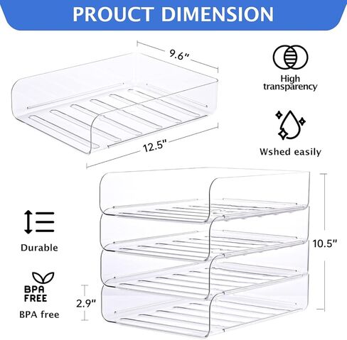 منظم مكتب لدرج الرسائل قابل للتكديس، مجموعة من 4 منظمات لأوراق وملفات PET الشفافة، لتخزين المستندات للوازم المكتبية in Kuwait