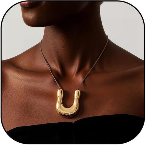 Frodete Statement Necklace for Women Chunky Gold Necklaces Long Pendant Necklace Boho Necklaces Gold Pendant Jewelry Cowboy Chic Style Cowgirl Outfit in Saudi Arabia