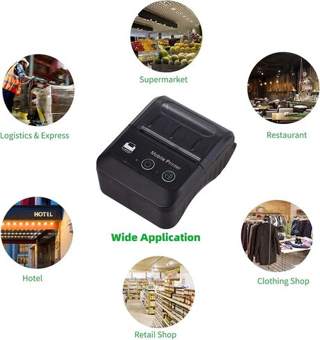 طابعة إيصالات حرارية محمولة BT 58 مم 2 بوصة، طابعة محمولة صغيرة USB بيل POS تدعم أمر الطباعة ESC/POS متوافق مع Android/iOS/Windows للشركات الصغيرة ومتجر بيع بالتجزئة in Saudi Arabia