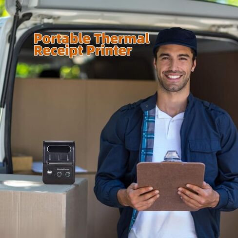طابعة إيصالات حرارية محمولة BT 58 مم 2 بوصة، طابعة محمولة صغيرة USB بيل POS تدعم أمر الطباعة ESC/POS متوافق مع Android/iOS/Windows للشركات الصغيرة ومتجر بيع بالتجزئة in Saudi Arabia