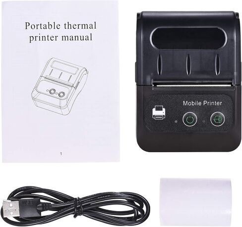 طابعة إيصالات حرارية محمولة BT 58 مم 2 بوصة، طابعة محمولة صغيرة USB بيل POS تدعم أمر الطباعة ESC/POS متوافق مع Android/iOS/Windows للشركات الصغيرة ومتجر بيع بالتجزئة in Saudi Arabia