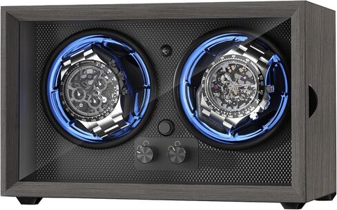 ALTIUS Watch Winder for Automatic Watches,Double Watch Winder Box, Automatic Watch Rotator with Quiet Motor and BLUE LED,Dual Rotation Modes Individual Control Watch Spinner, Gift for Man in Saudi Arabia