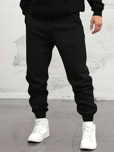 1 Piece Boys' Teenage' Stylish Casual Comfortable Fleece-Lined Jogger Pants for Workout, Spring, Autumn ， Winter in Saudi Arabia