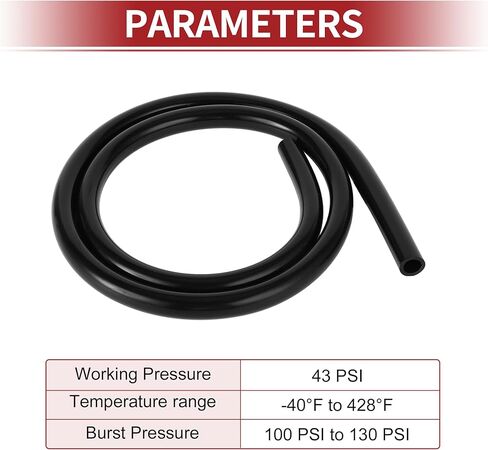 ACROPIX 130PSI أقصى ضغط سيليكون خرطوم أنابيب فراغ خط فراغ السيارات درجة حرارة عالية 4FT 3/8 "10 مم معرف 2 مم سمك سيليكون أسود in Kuwait