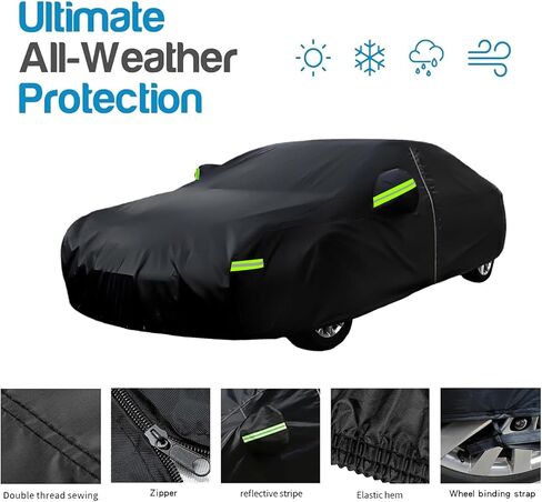 Sedan Car Cover, Car Cover Waterproof All Weather for Automobiles, Outdoor Full Car Covers Windproof Universal Fit for Sedan 178-185 inch in Saudi Arabia