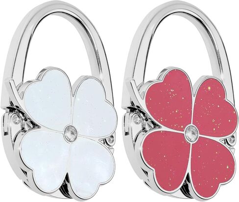 Four Leaf Foldable Handbag, Folding Purse Table Hook Holder, Foldable Purse Hook, Purse Holder Stand for Table (White+Black) in Saudi Arabia