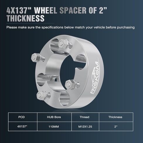 Frokom 4x137 Wheel Spacers,2 Inch Wheel Spacers with 12×1.25 Studs Fit For 2014+ Kawasaki Teryx4 800, Kawasaki Teryx4 750 2012-2013-2 Pack in Saudi Arabia
