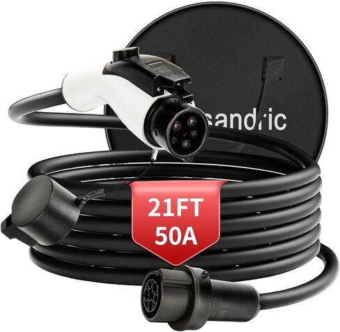 كابل تمديد شاحن EV 21FT 50A المستوى 2 - سلك تمديد J1772 شديد التحمل، 240 فولت مقاوم للماء 8 مقياس UL معتمد من EV سلك تمديد شحن (21FT، 50A) in Saudi Arabia