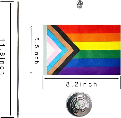 wxtwk 2 حزمة التقدم فخر قوس قزح مكتب العلم صغير صغير مثلي الجنس LGBT الجدول الأعلام مع قاعدة الوقوف، قوس قزح ماردي غرا مهرجان الأحداث الاحتفال الزينة in Kuwait
