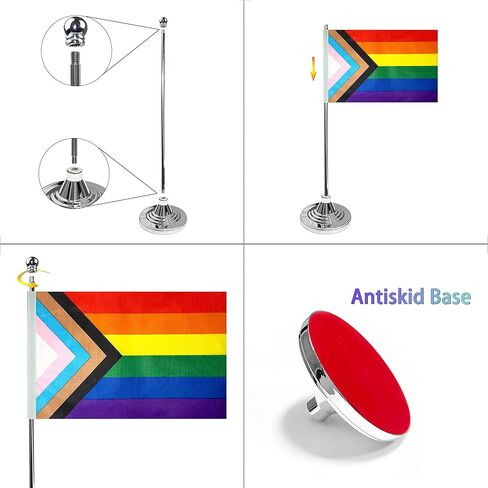 wxtwk 2 حزمة التقدم فخر قوس قزح مكتب العلم صغير صغير مثلي الجنس LGBT الجدول الأعلام مع قاعدة الوقوف، قوس قزح ماردي غرا مهرجان الأحداث الاحتفال الزينة in Kuwait