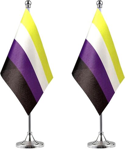 wxtwk 2 حزمة التقدم فخر قوس قزح مكتب العلم صغير صغير مثلي الجنس LGBT الجدول الأعلام مع قاعدة الوقوف، قوس قزح ماردي غرا مهرجان الأحداث الاحتفال الزينة in Kuwait