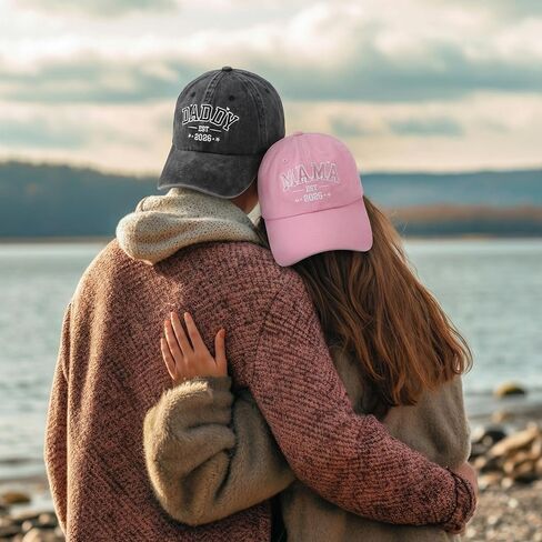 2PCS Dad and Mom EST 2026 Hats Baseball Cap for Dad and Mom, Adjustable Hat Funny Gifts for Baby Shower New Parents in Kuwait