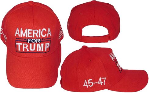 America for Trump 45-47 USA Flag Red Cotton Adjustable Embroidered Cap Hat in Saudi Arabia