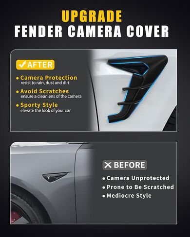 Side Fender Camera Cover Trim Compatible with 2017-2023 Tes-la Model 3 & 2020-2024 Model Y, [Matte Black] Side Camera Protector Turn Signal Markers in Saudi Arabia