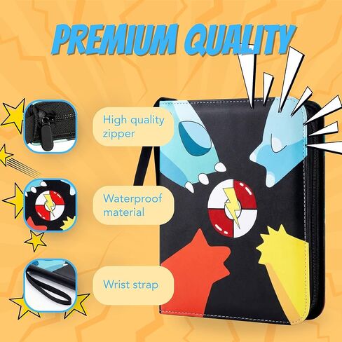 KS SHOP® 1080 Pockets Card Binder – Premium 9 Pocket Trading Card Album with 60 Double-Sided Sheets | 3-Ring Zipper Collection Book | Waterproof Card Holder with Wrist Strap in Saudi Arabia