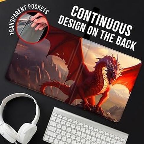 Dragon Themed Trading Card Binder - 13'' X 10.5" PU Leather Zippered Binder with Handle, 50 Sheets (9-Pocket Double Size), Holds 900 Cards, Velvet Liner, Includes Clear Card Holder in Saudi Arabia