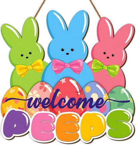 أكاليل عيد الفصح للباب الأمامي، علامة زينة باب عيد الفصح، علامة باب ترحيب باللمحات، ديكور بيض خشبي، شماعة باب عيد الفصح، إكليل أرنب عيد الفصح لنافذة الحائط المنزلية ديكور عيد الفصح الداخلي والخارجي in Kuwait