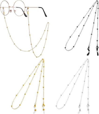 3Pcs Eyeglass Holders Around Neck, Eyeglass Chain for Women Stylish Beaded Glasses Lanyard for Girls Glasses Neck Strap Vintage Reading Glass Chain with Loop Ring in Saudi Arabia