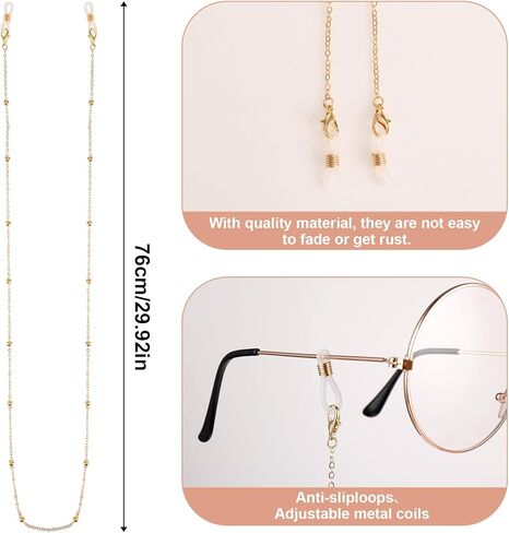 3Pcs Eyeglass Holders Around Neck, Eyeglass Chain for Women Stylish Beaded Glasses Lanyard for Girls Glasses Neck Strap Vintage Reading Glass Chain with Loop Ring in Saudi Arabia