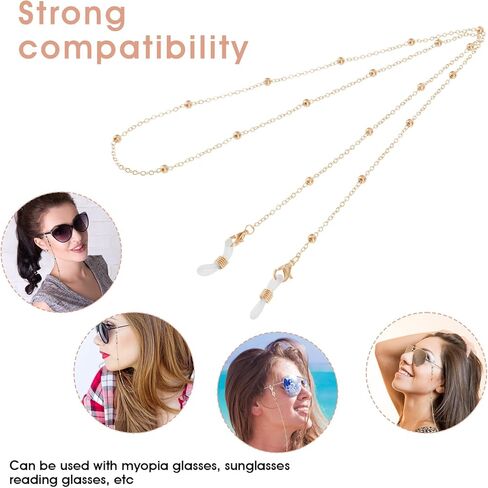3Pcs Eyeglass Holders Around Neck, Eyeglass Chain for Women Stylish Beaded Glasses Lanyard for Girls Glasses Neck Strap Vintage Reading Glass Chain with Loop Ring in Saudi Arabia