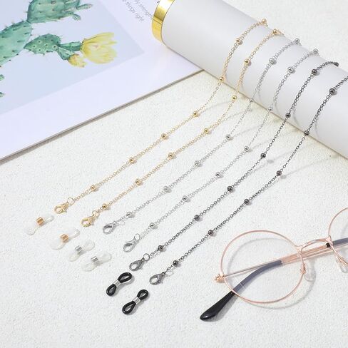 3Pcs Eyeglass Holders Around Neck, Eyeglass Chain for Women Stylish Beaded Glasses Lanyard for Girls Glasses Neck Strap Vintage Reading Glass Chain with Loop Ring in Saudi Arabia