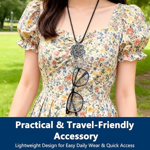 Eyeglass Necklace Holder Leather Strap with Loop Sunglass and Eye Glasses Chain for Women Stylish Flower Hanging Ring Eyewear Holder Comfortable Cord for Glasses in Saudi Arabia