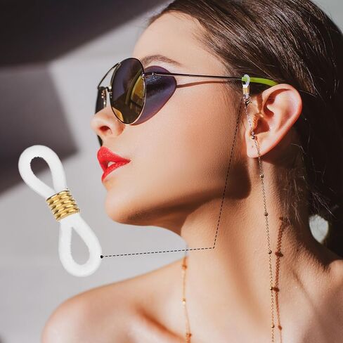 Giantree 40 Pack Eyeglass Chain Connector, Adjustable Anti-Slip Silicone Eyeglass Strap Holder Chains End Loop for Women Men Eyeglasses Sunglasses Necklace Chain Strap(Short Spring) in Saudi Arabia
