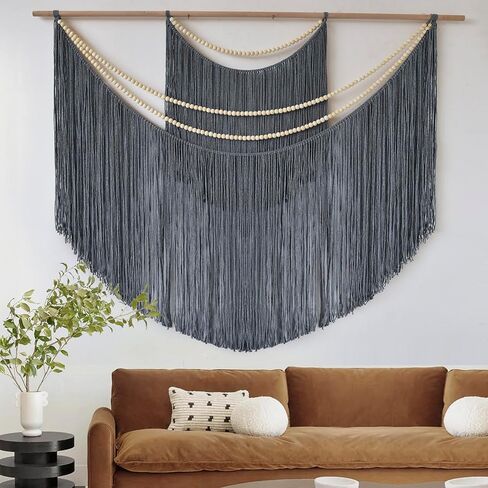 Jakalin Macrame Wall Hanging Yellow Dip Dyed Yarn Macrame Wall Decor Fiber Wall Art Boho Wall Decor Bedroom Living Room 15.7" Wx 47.2" L in Saudi Arabia