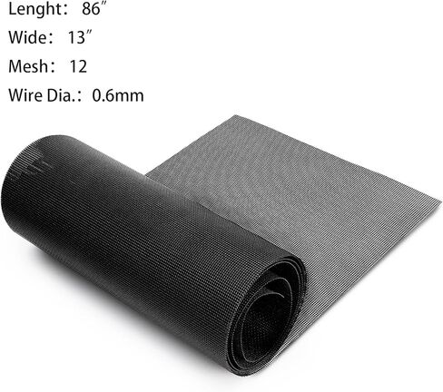 Jucoan 86"x13" 304 Stainless Steel Car Grill Mesh, 12 Mesh 0.6mm Wire Dia, Multifunctional Automotive Grille Insert Mesh Sheet for Radiator Guard, Bumper Protection, Hood Vent, DIY Craft, Black in Kuwait