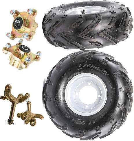 ATV Go Kart UTV Wheels with Front Hubs & Steering Knuckles – 4-Stud Tires and Rims, Durable Nylon, All-Terrain Grip, Offroad Front End Kit (16x8.00-7) in Kuwait