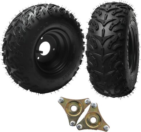 مجموعة إطارات وعجلات Go Kart مقاس 14x5.00-6 مع حافة 6 بوصات و3 عروات ومحاور محور خلفي 17T، وعجلات 14x5x6 بدون أنابيب لجميع التضاريس لجزازة العشب للدراجة الرباعية الرباعية ATV (عبوتان) in Kuwait