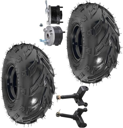 145/70-6 Tires Wheels with Rim, 145-70-6 ATV Go-Kart Mini Bike Tires, with Front Drum Brake Hubs, for Quad UTV 4 Wheelers Golf Cart Lawn Mower Drift Trike (with Front Steering Spindle Knuckles) in Kuwait