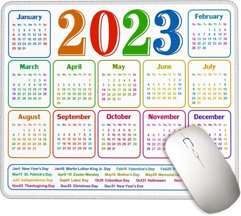 لوحة ماوس ألعاب تقويم 2024 لوحة ماوس سوداء كبيرة مع عطلة، ملحقات ديكور مكتب المنزل للكمبيوتر المحمول لعبة العمل in Kuwait