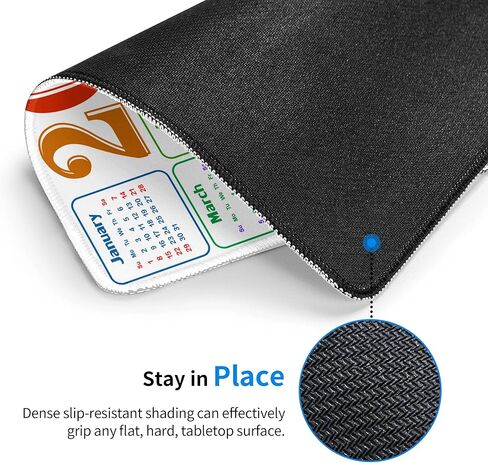 لوحة ماوس ألعاب تقويم 2024 لوحة ماوس سوداء كبيرة مع عطلة، ملحقات ديكور مكتب المنزل للكمبيوتر المحمول لعبة العمل in Kuwait