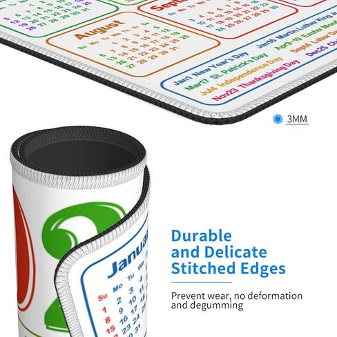 لوحة ماوس ألعاب تقويم 2024 لوحة ماوس سوداء كبيرة مع عطلة، ملحقات ديكور مكتب المنزل للكمبيوتر المحمول لعبة العمل in Kuwait