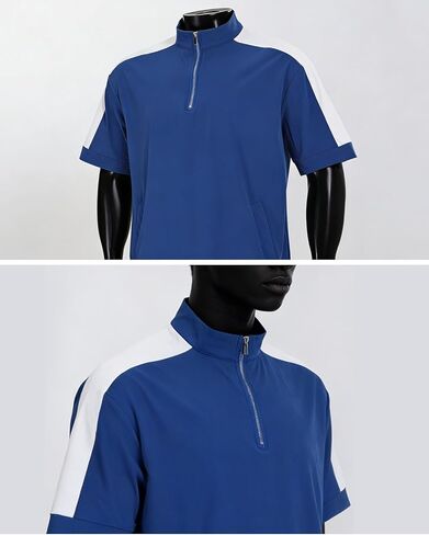 Opomelo Mens Cage Jacket Weather-Resistant Windbreaker Lightweight Short Sleeve Waterproof Workout Golf Polo Pullover in Saudi Arabia