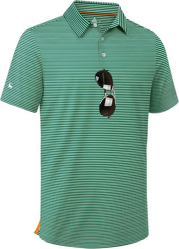 ZITY Men Golf Polo Shirts Short Sleeve Striped UPF 50+ Moisture Wicking Casual Collared Print T-Shirt for Men in Saudi Arabia