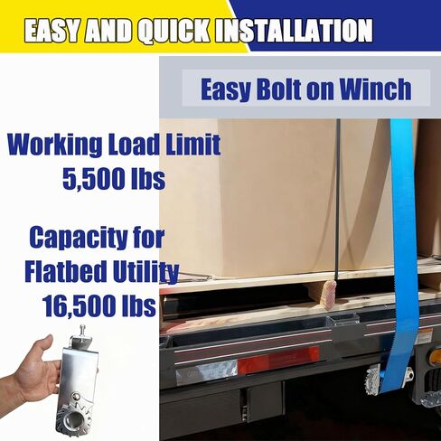 5 Pack Bolt on Winch for Flatbed Trailer Truck Fit 50 feet and 4 inches of Truck Straps, Galvanized Trailer Winch 5400Lbs Load Limit, 16200Lbs Capacity Bolt-on Winches Flatbed Tie-Down in Kuwait